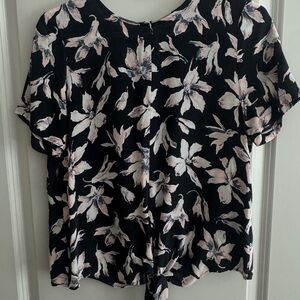Madewell Black and Pink Floral Blouse